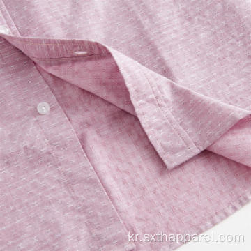 핑크 남성용 긴팔 도비 셔츠